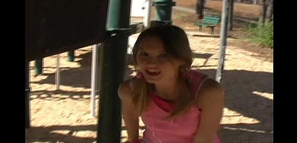  Kitty flashing her pink panties at the park